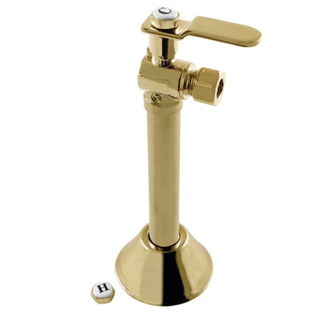 Kingston Brass CA8320PB 1/2" Sweat x 3/8" O.D. Comp Angle Stop Valve with 5" Extension, Polished Brass CA8320PB
